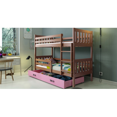 Poschodová posteľ Carino so zásuvkou 190x80 hnedo ružová